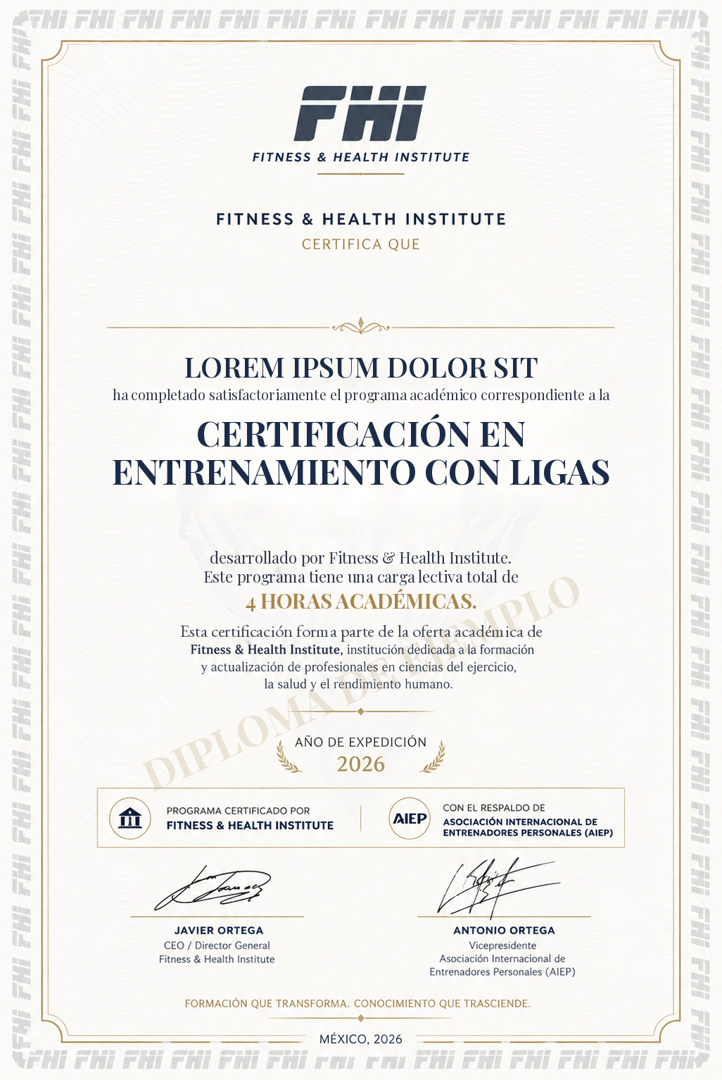 Ejemplo de diploma FHI con respaldo AIEP